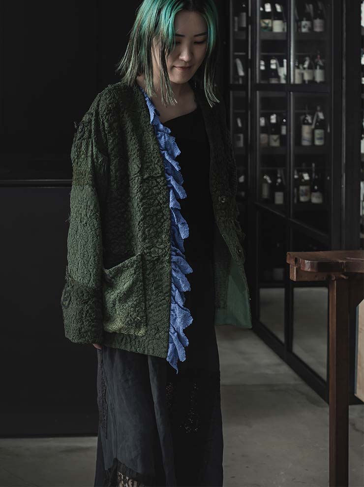 By Walid<br> Women's Cardy Jacket / GREEN & BLUE