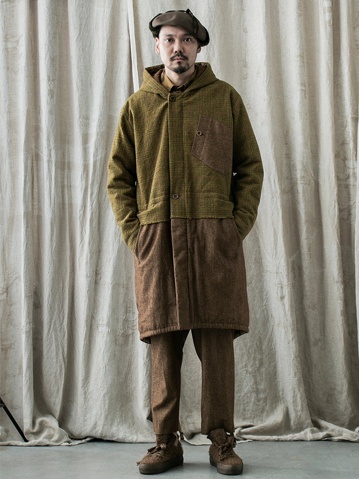 UMA WANG<br> Switchable hood wool coat / MANGO & BROWN