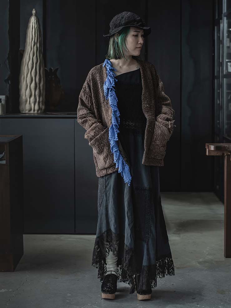 By Walid<br> Women's Cardy Jacket / BROWN & BLUE