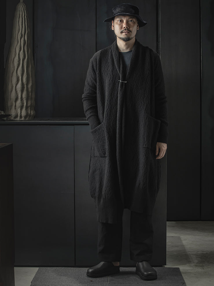 DANIEL ANDRESEN<br> GREEN long knit cardigan / BLACK