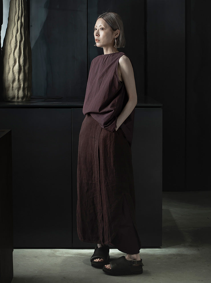 ATELIER SUPPAN<br>WOMENS リネンスカート /  DARK BURGUNDY RED