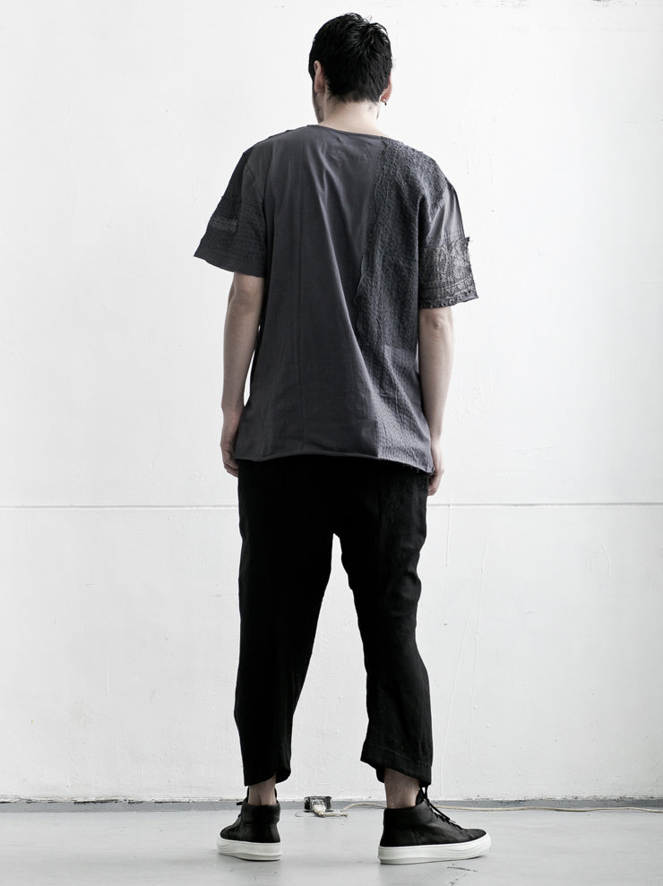 By Walid <br>Men's Cotton Jersey Lace Regular T-Shirt ALMOST BLACK
