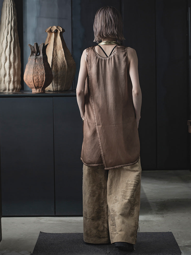 UMA WANG<br> WOMENS jacquard wide pants / TAN
