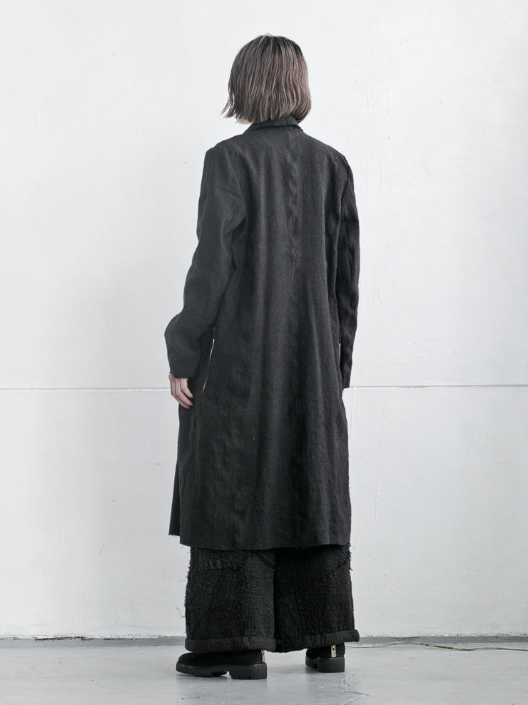 By Walid<br> Women's Loli Coat BLACK / scar stitch 19th century linen