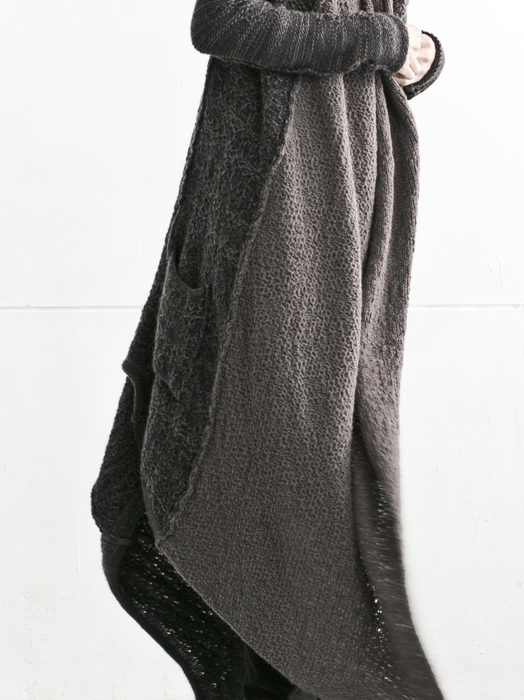 DANIEL ANDRESEN<br> KUDZU Long Asymmetric Cardigan GRAPHITE× FERRO