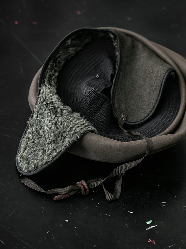 HORISAKI<br> Limited edition 2021 No. 02 Beaver Fur Felt Earflap Beret Cap/TAUPE EB