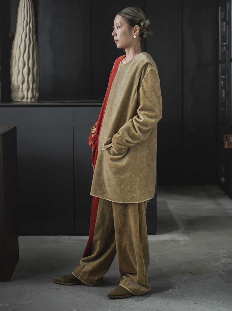 UMA WANG<br> WOMENS Pollock pants / TAN & RED