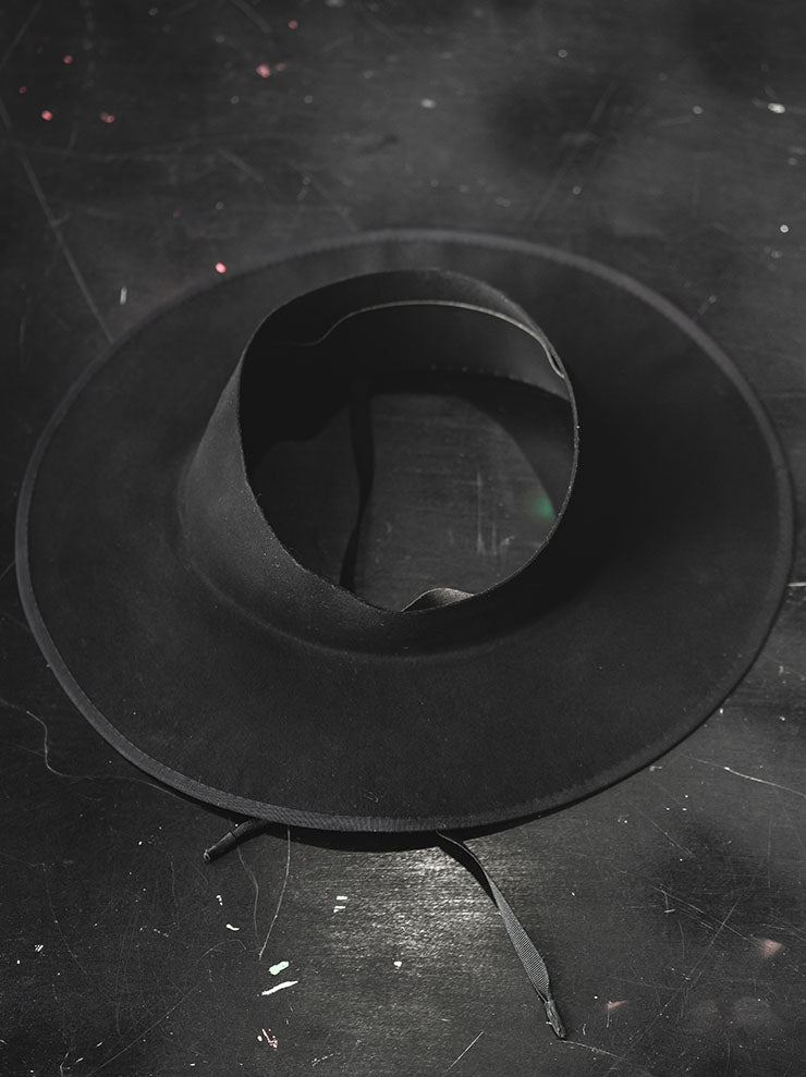 HORISAKI<br> Ribbon trimming & strap visor hat / BLACK EB