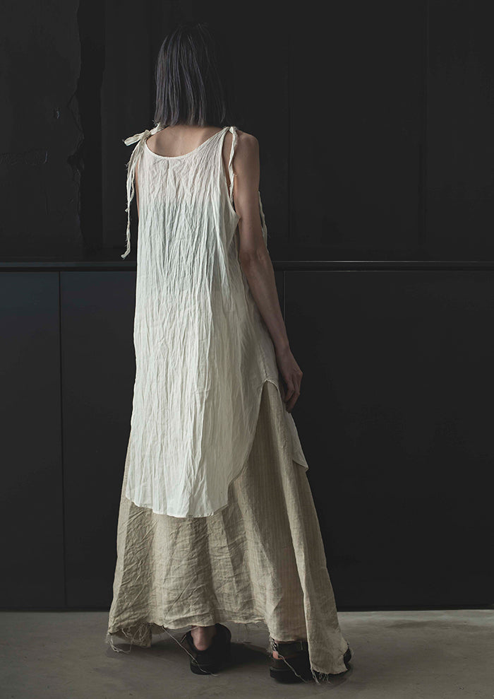 ATELIER SUPPAN<br> WOMENS Low cut tie long tops / WHITE