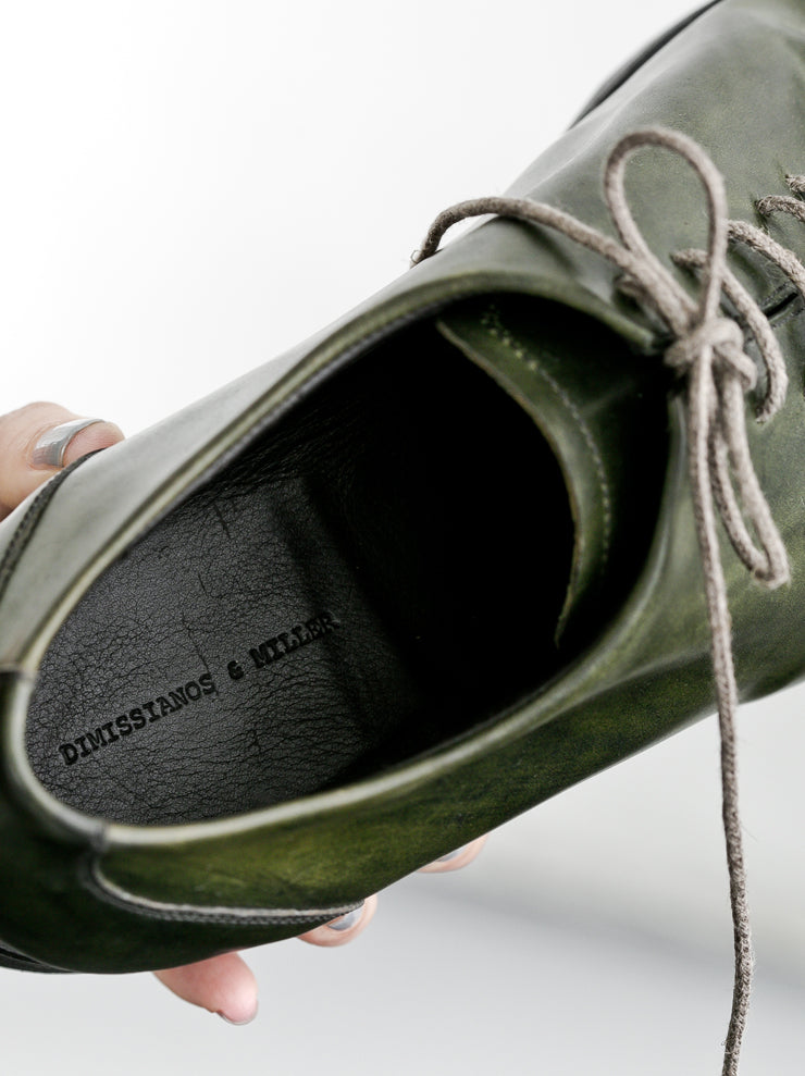 DIMISSIANOS&MILLER<br> Men's Cordovan Hole Cut Tan Derby Shoes GREEN