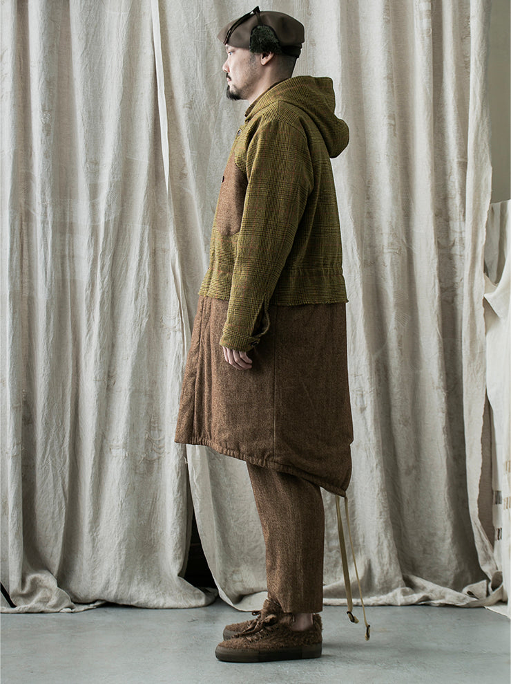 UMA WANG<br> Switchable hood wool coat / MANGO & BROWN