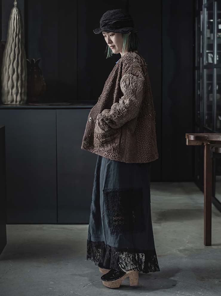 By Walid<br> Women's Cardy Jacket / BROWN & BLUE