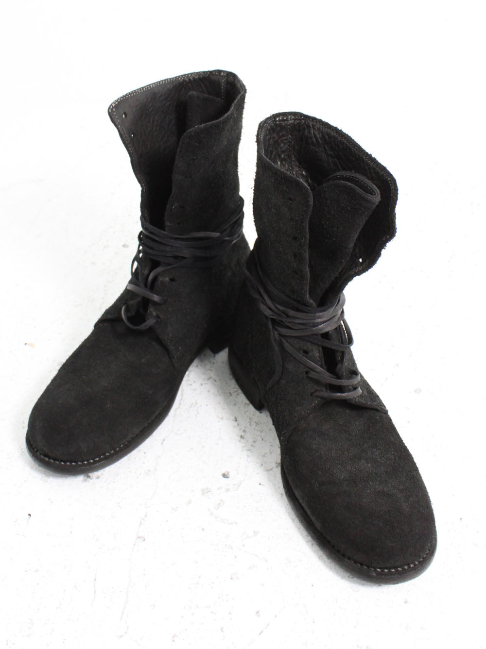 GUIDI<br>bison reverse lace up boots BLKT