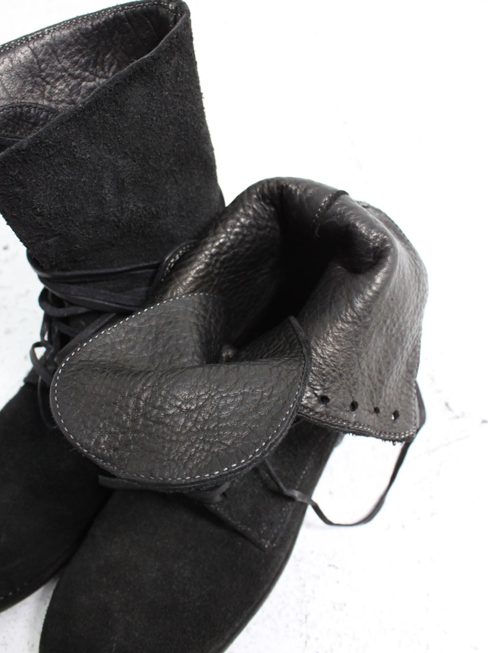 GUIDI<br>bison reverse lace up boots BLKT