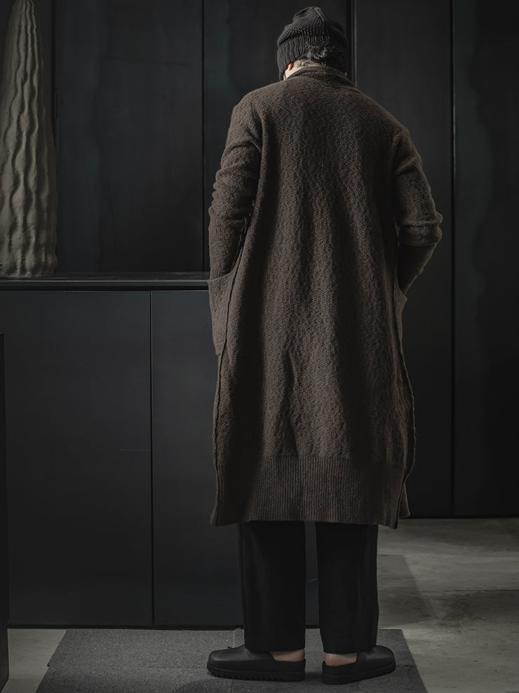 DANIEL ANDRESEN<br> GREEN long knit cardigan / CHOCOLATE