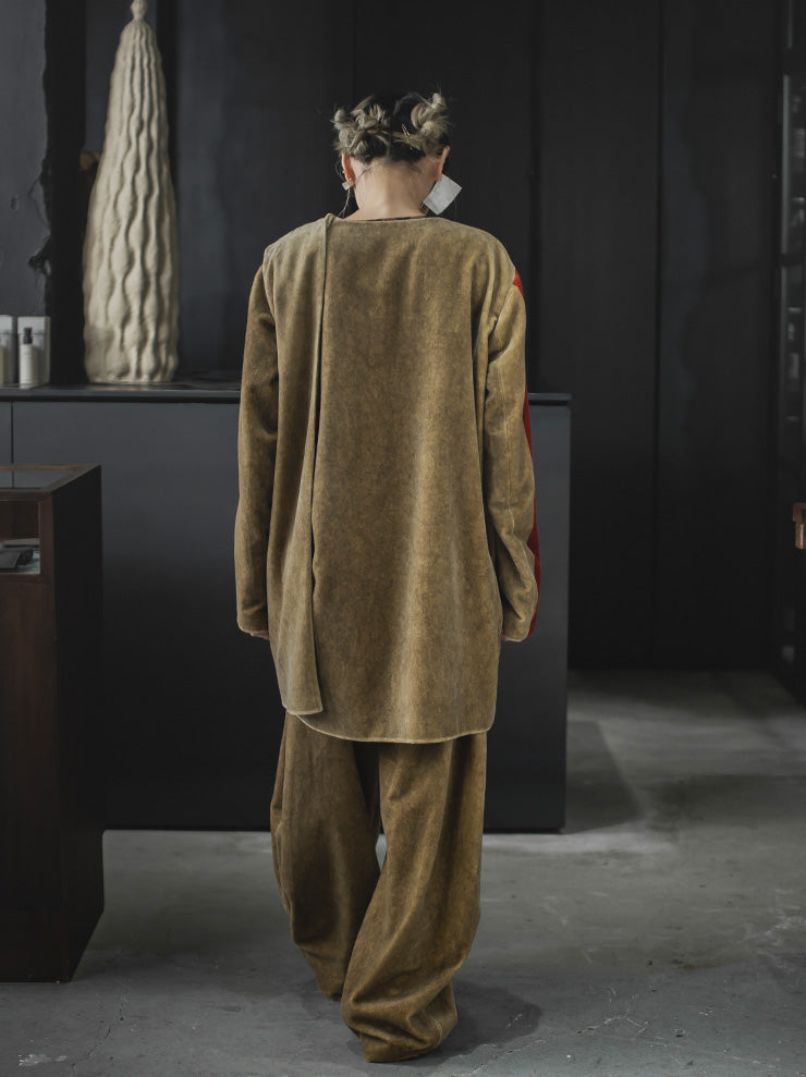 UMA WANG<br> WOMENS Pollock pants / TAN & RED