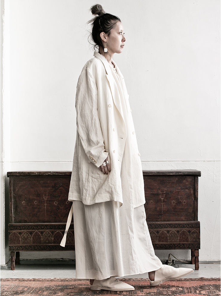 UMA WANG<br />スリーブレス ロングドレス WHITE×TAN