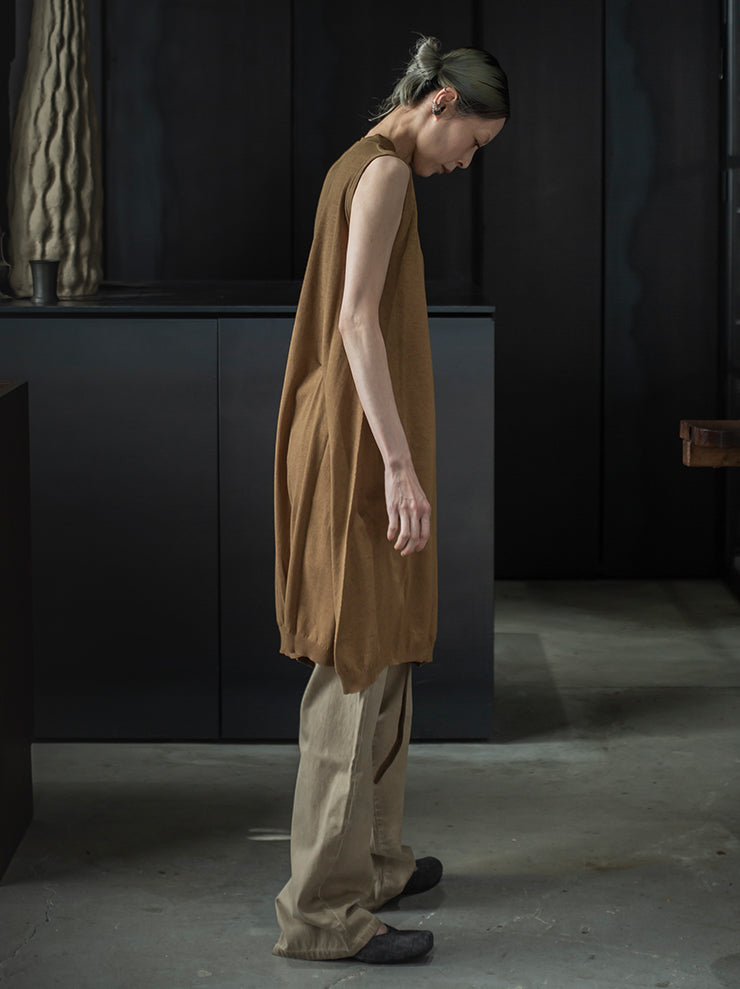 UMA WANG<br> WOMENS cotton trousers / TAN