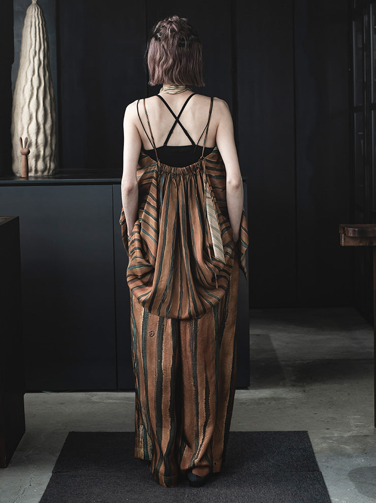 UMA WANG<br> WOMENS printed wide pants / MUSTARD