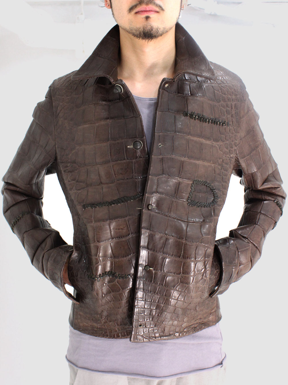 ISAAC SELLAM EXPERIENCE<br> crocodile leather blouse<br> SIZE/M