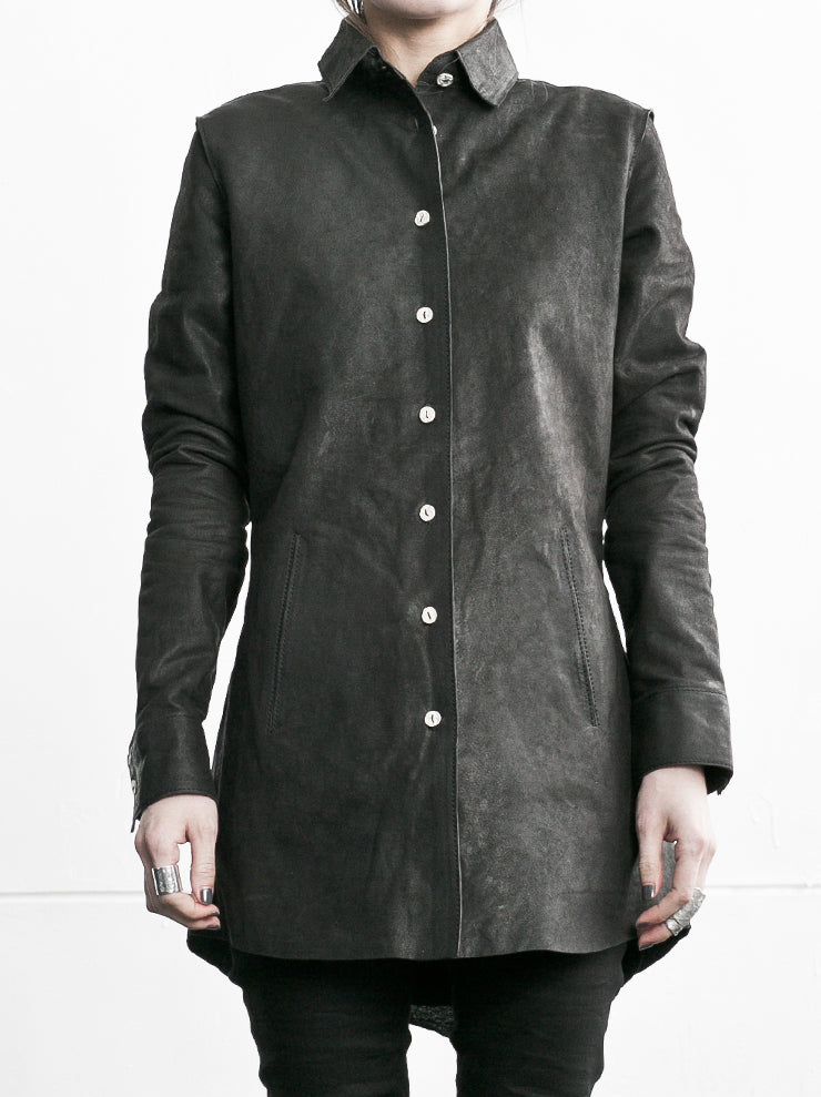 tagliovivo シルバーボタンクラッタレザーシャツ BLACK