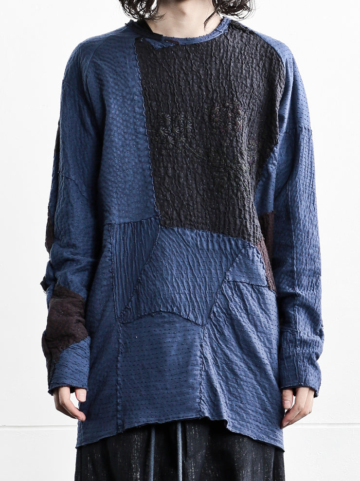 By Walid<br> MENS LONG SLEEVE T SHIRT / INDIGO