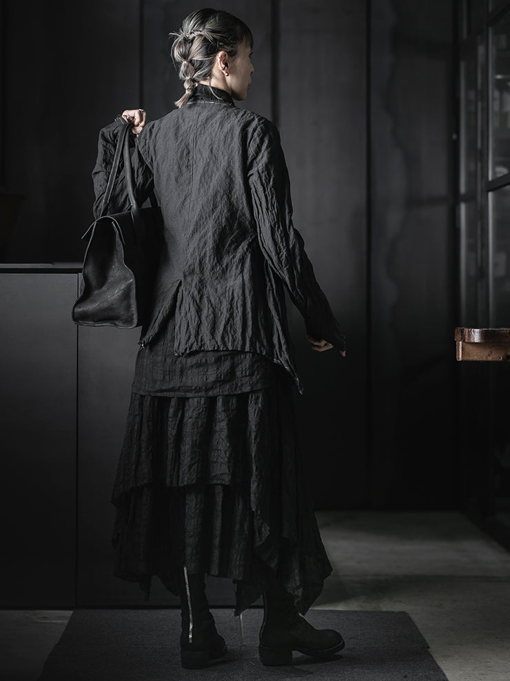 CHIAHUNG SU<br>HAND WOVEN CHECKER MIDI SKIRT / BLACK CHECKER