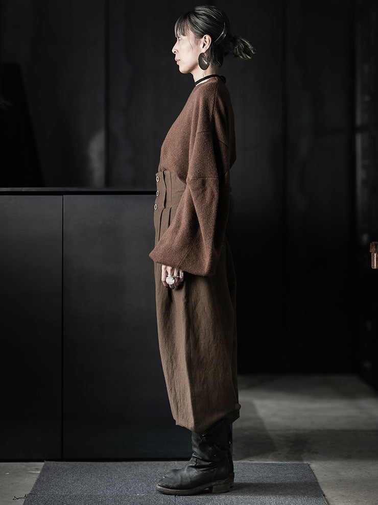 UMA WANG<br>WOMENS POLY PANTS / BROWN