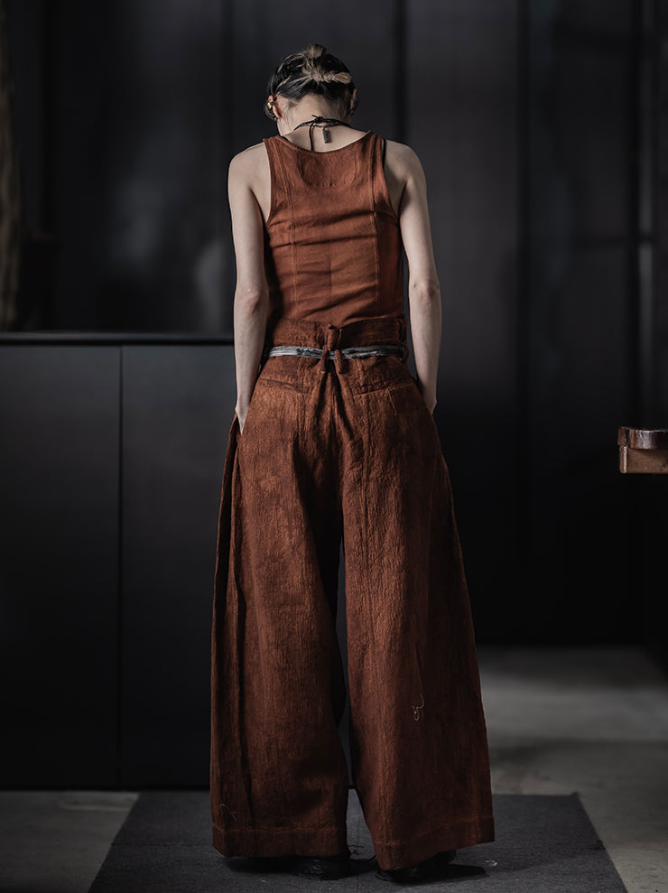 KINYAN LAM<br>WOMENS Natural Dye Jacquard Balloon Cut Trousers / Brown