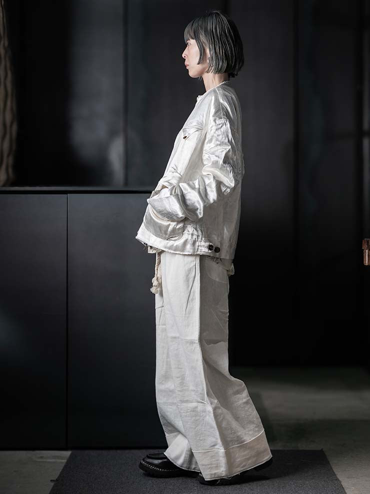 MONAD<br> Collarless Rouach Jacket / Ivory