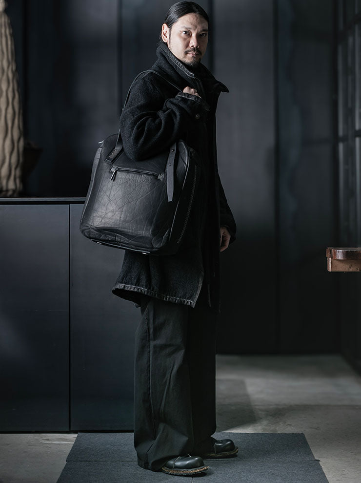 ISAAC SELLAM EXPERIENCE<br> Bonded Leather Tote Bag / NOIR - 24th of August Exclusive