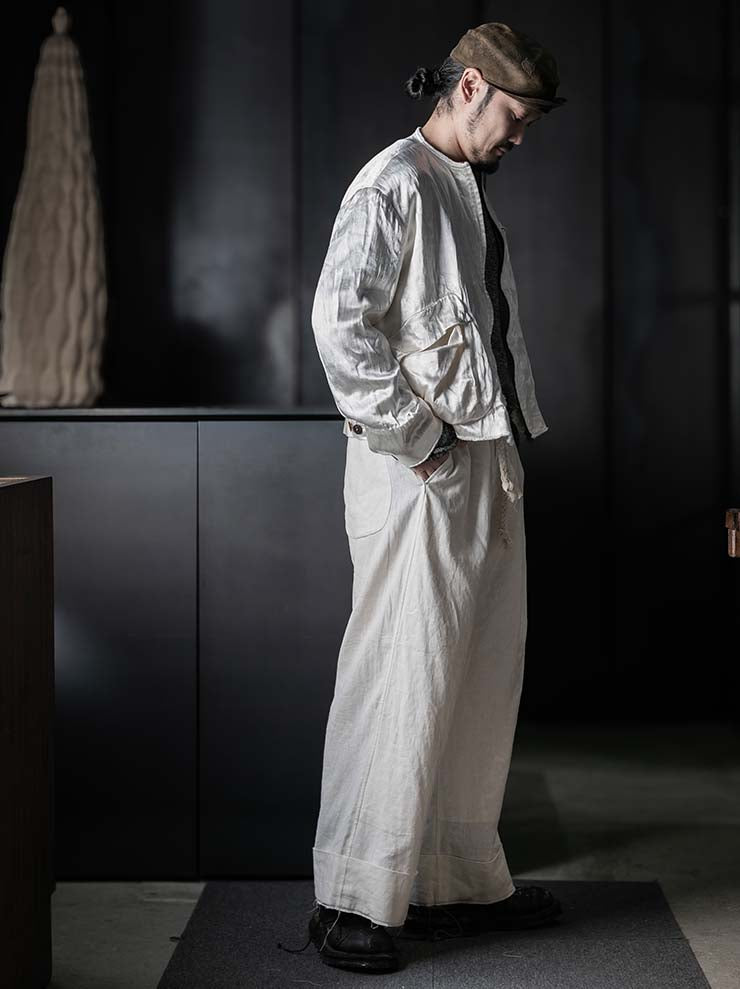 MONAD<br> Lewis Relaxed wide leg Drawcord Pant / Natural/Undyed