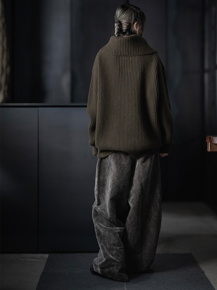 UMA WANG<br> WOMENS VELVET TROUSERS / DARK GRAY