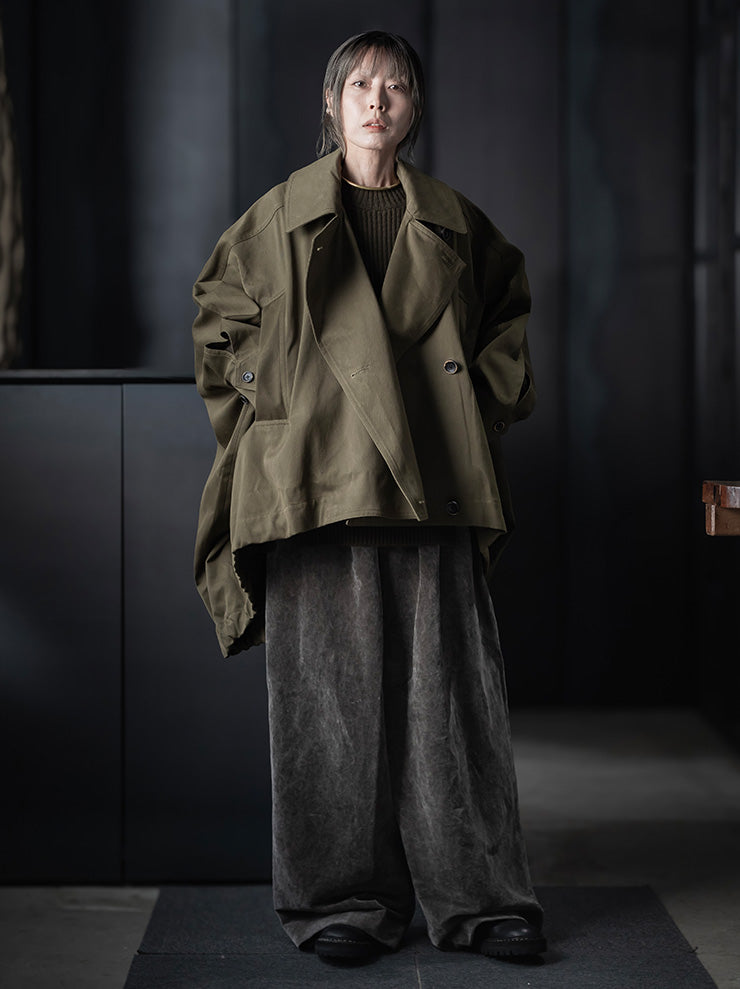 UMA WANG<br>WOMENS OVERSIZED JACKET / DARK GREEN