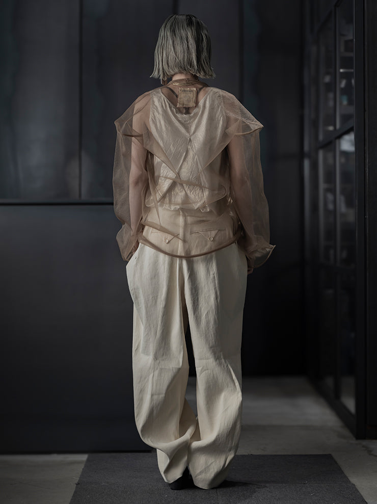UMA WANG <br>WOMENS タックトラウザー / OFF WHITE