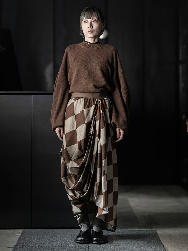 UMA WANG<br>WOMENS GROP SKIRT / MUSTARD/TAN