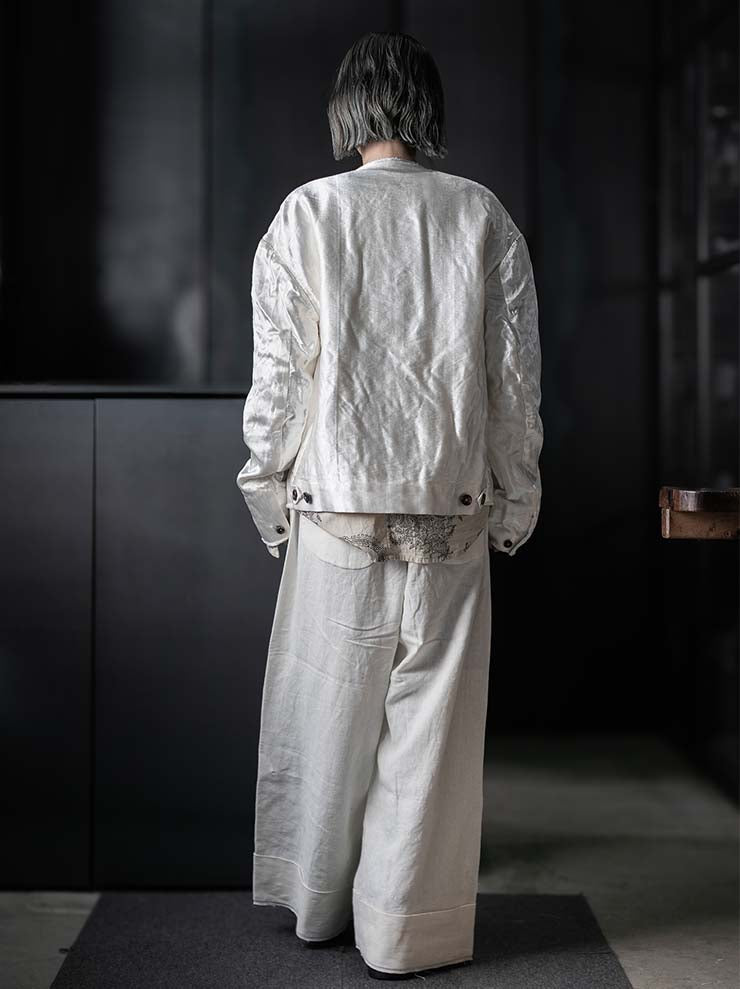 MONAD<br> Collarless Rouach Jacket / Ivory