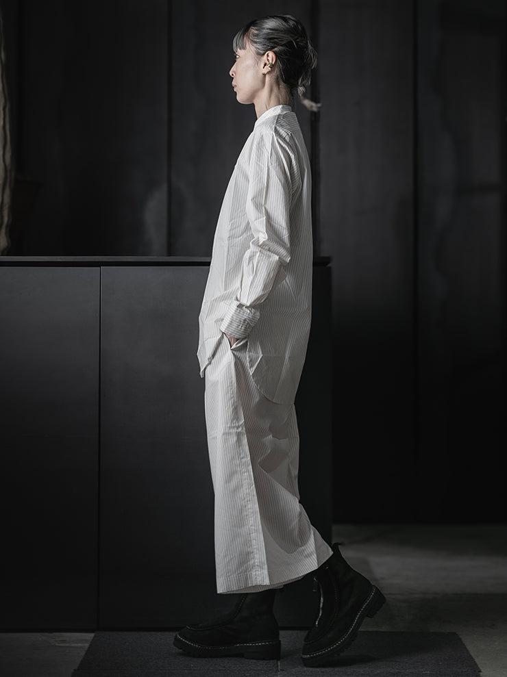 WRIGHT + DOYLE<br>UNISEX ROWDEN SHIRT / CHALK BRICK PINSTRIPE