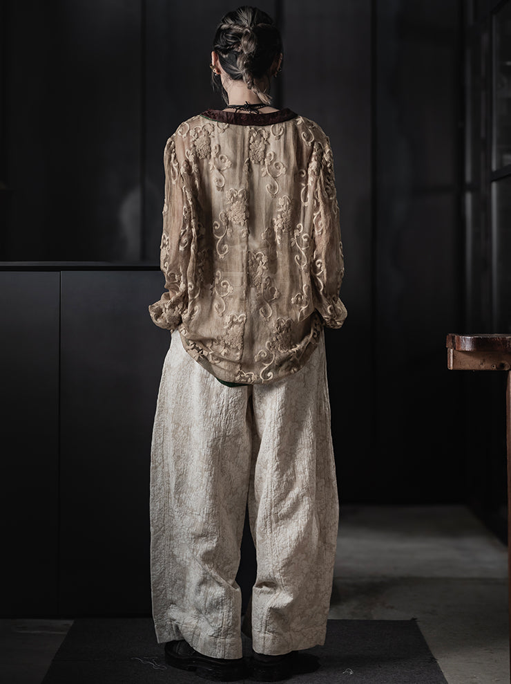 KINYAN LAM<br>WOMENS Jacquard Balloon Cut Trousers / Raw White