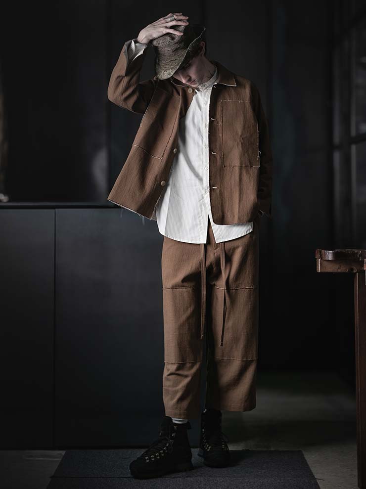 WRIGHT + DOYLE<br>UNISEX HAYTOR TROUSERS / OCHRE PINSTRIPE