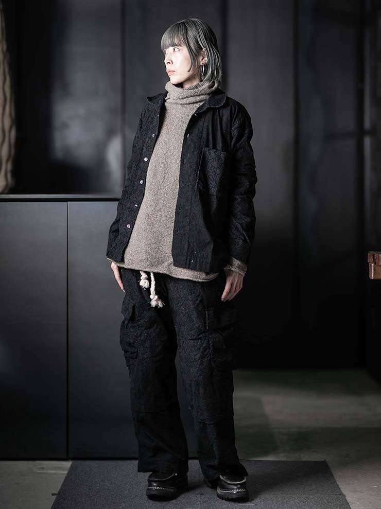 MONAD<br> Simmons Cargo Drawcord Pant / Black Overdye