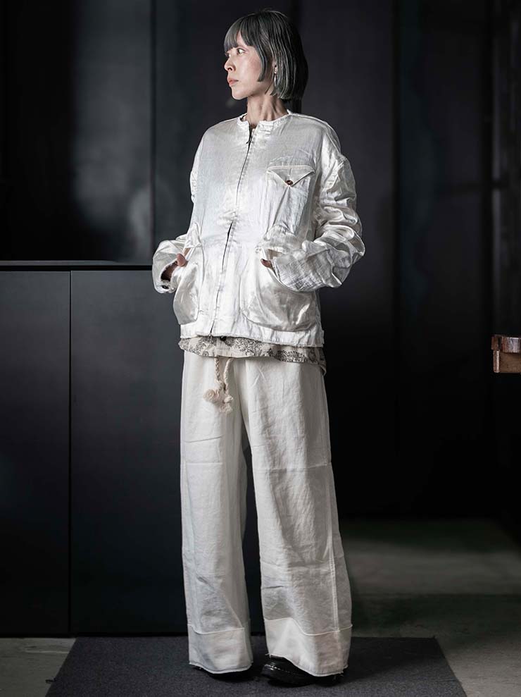 MONAD<br> Lewis Relaxed wide leg Drawcord Pant / Natural/Undyed