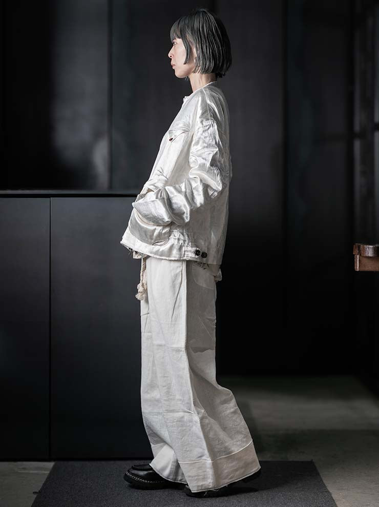 MONAD<br> Lewis Relaxed wide leg Drawcord Pant / Natural/Undyed