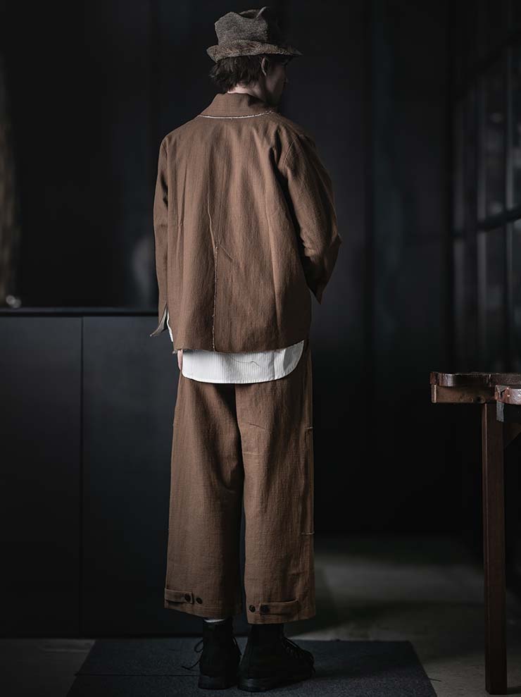 WRIGHT + DOYLE<br>UNISEX HAYTOR TROUSERS / OCHRE PINSTRIPE