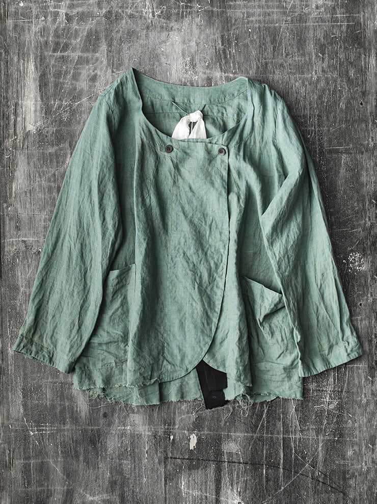 ATELIER SUPPAN<br> WOMENS Green front crossed shirt