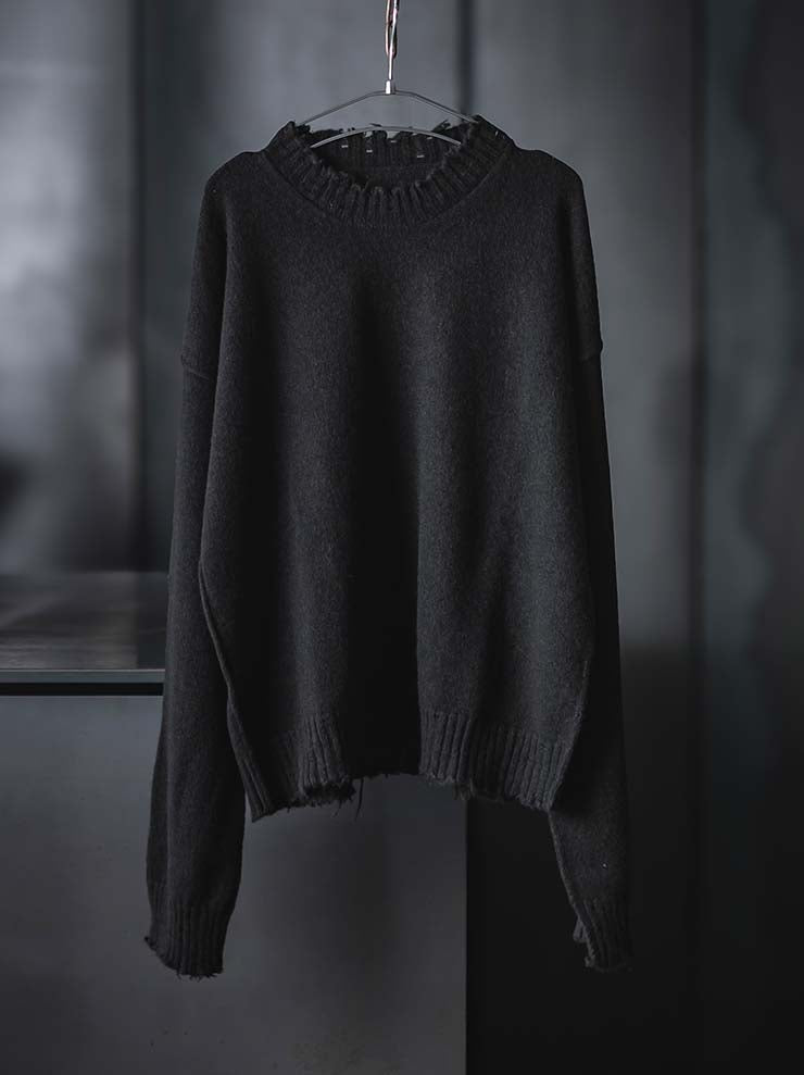 UMA WANG<br>WOMENS CASHMERE LONG SLEEVE KNIT  / BLACK