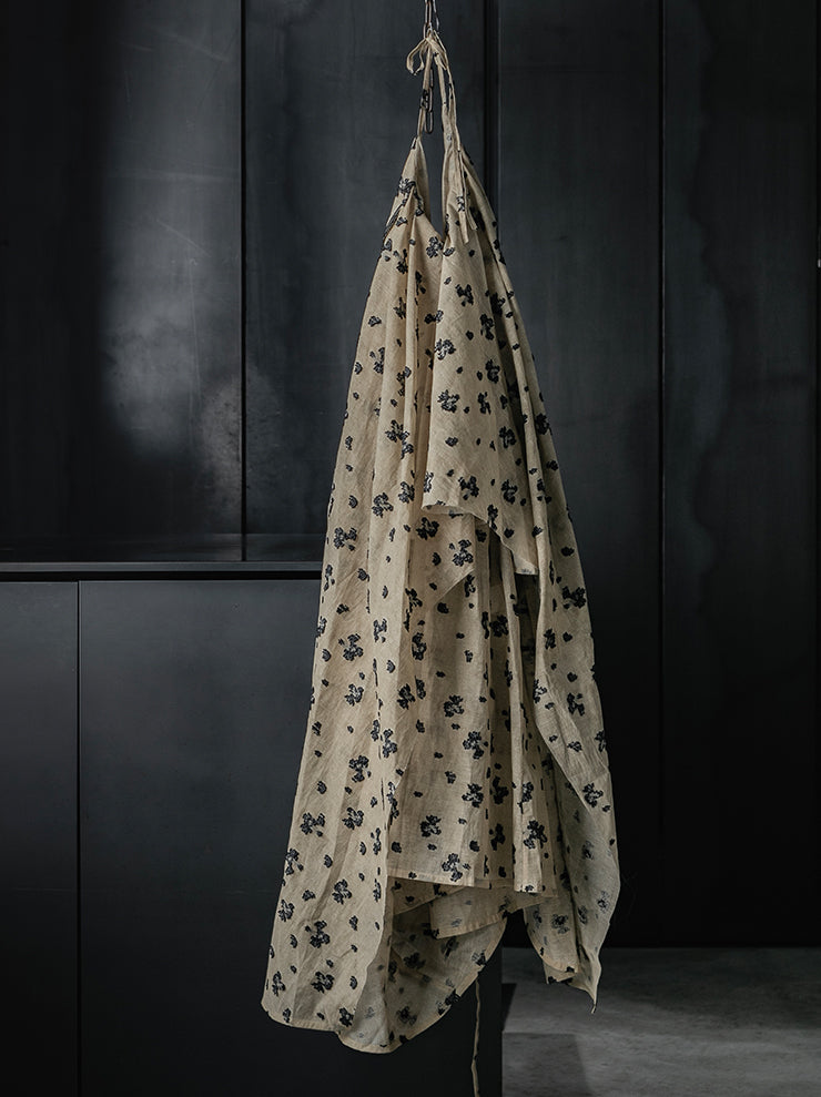 CHIAHUNG SU<br>HAND DYED STRAPPED LAYERING & RAW EDGE DRESS / FLORAL