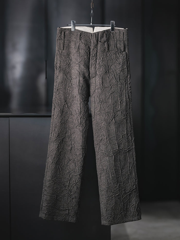 K'ANG<br>MENS HIGH-WAIST WIDE FIT TROUSERS / BROWN