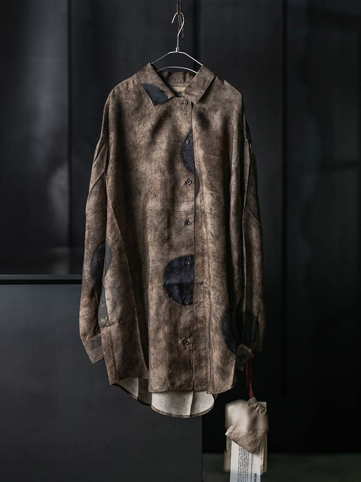 UMA WANG<br>WOMENS TEAYS TOP / BROWN/BLUE