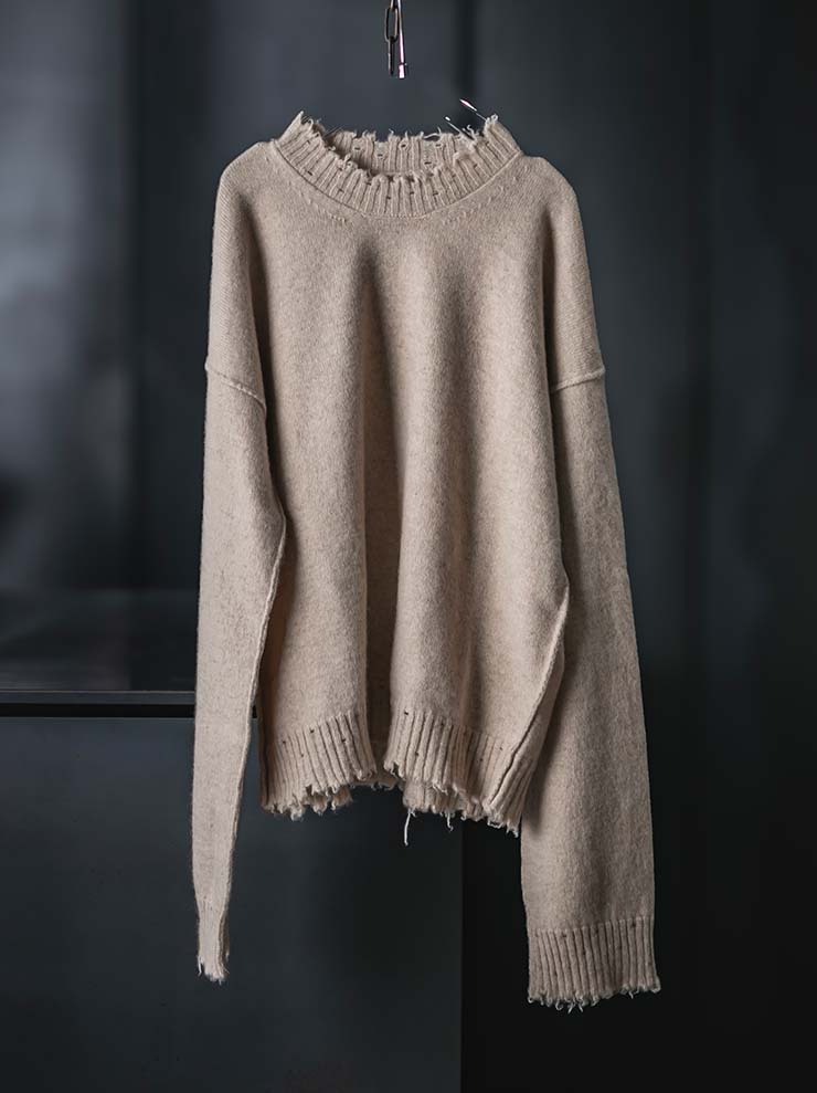UMA WANG<br>WOMENS CACHMERE LONG SLEEVE KNIT  / TAN